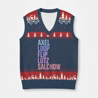 Figure Skating Lovers V-Neck Knit Sweater Vest Funny Axel Loop Flip Lutz Salchow - Wonder Print Shop