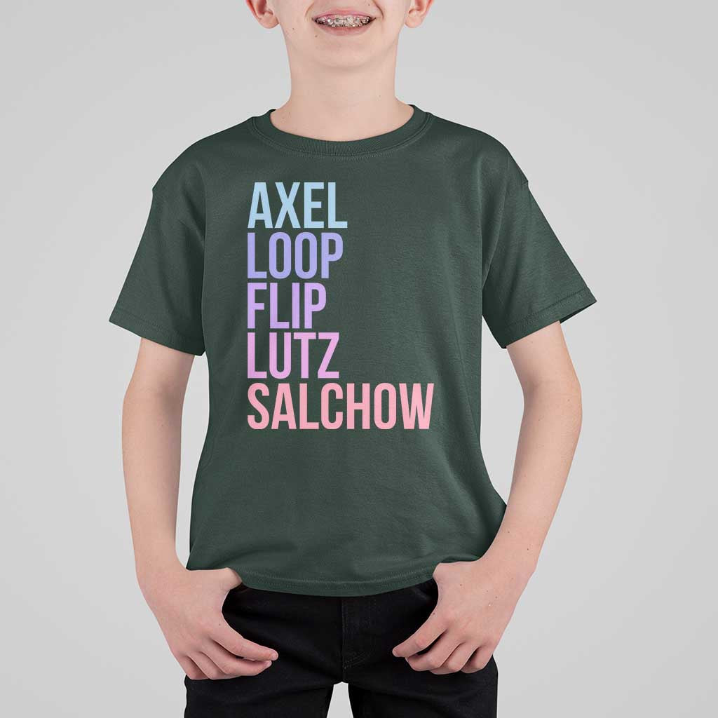 Figure Skating Lovers T Shirt For Kid Funny Axel Loop Flip Lutz Salchow - Wonder Print Shop