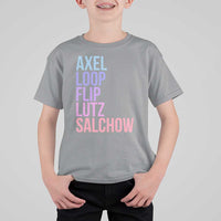 Figure Skating Lovers T Shirt For Kid Funny Axel Loop Flip Lutz Salchow - Wonder Print Shop