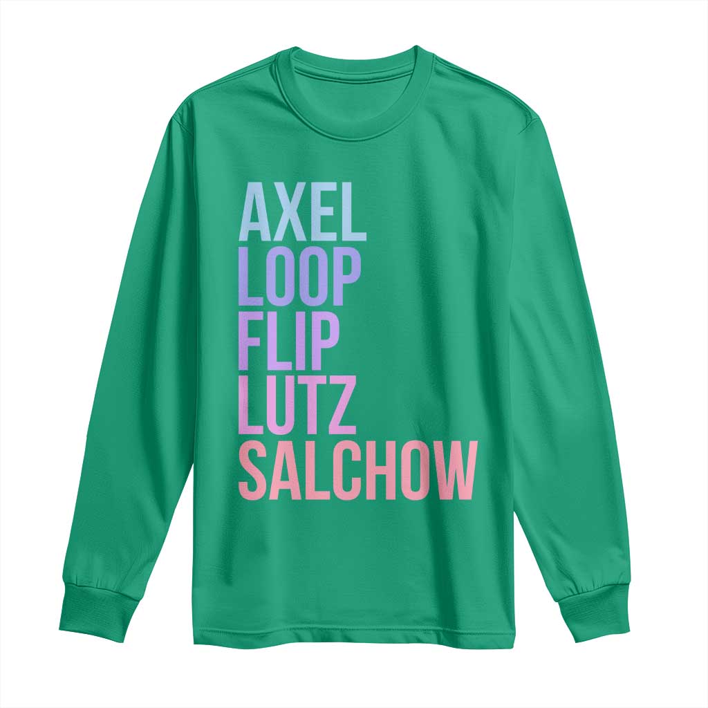 Figure Skating Lovers Long Sleeve Shirt Funny Axel Loop Flip Lutz Salchow - Wonder Print Shop