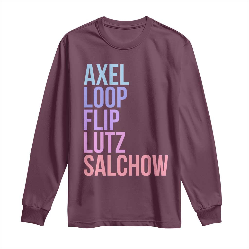Figure Skating Lovers Long Sleeve Shirt Funny Axel Loop Flip Lutz Salchow - Wonder Print Shop