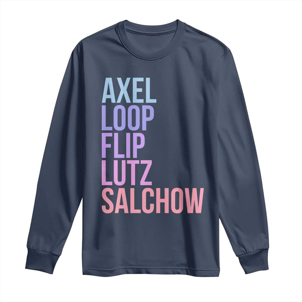 Figure Skating Lovers Long Sleeve Shirt Funny Axel Loop Flip Lutz Salchow - Wonder Print Shop