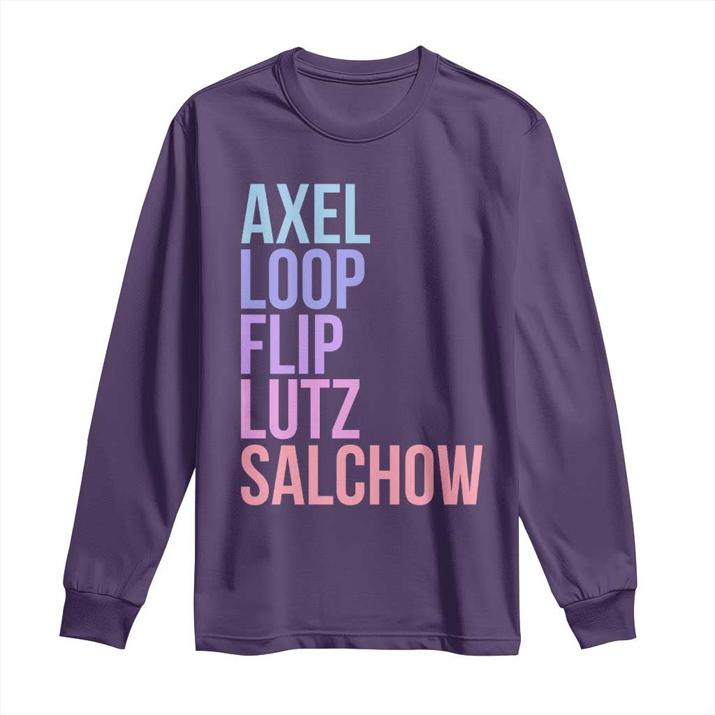 Figure Skating Lovers Long Sleeve Shirt Funny Axel Loop Flip Lutz Salchow - Wonder Print Shop