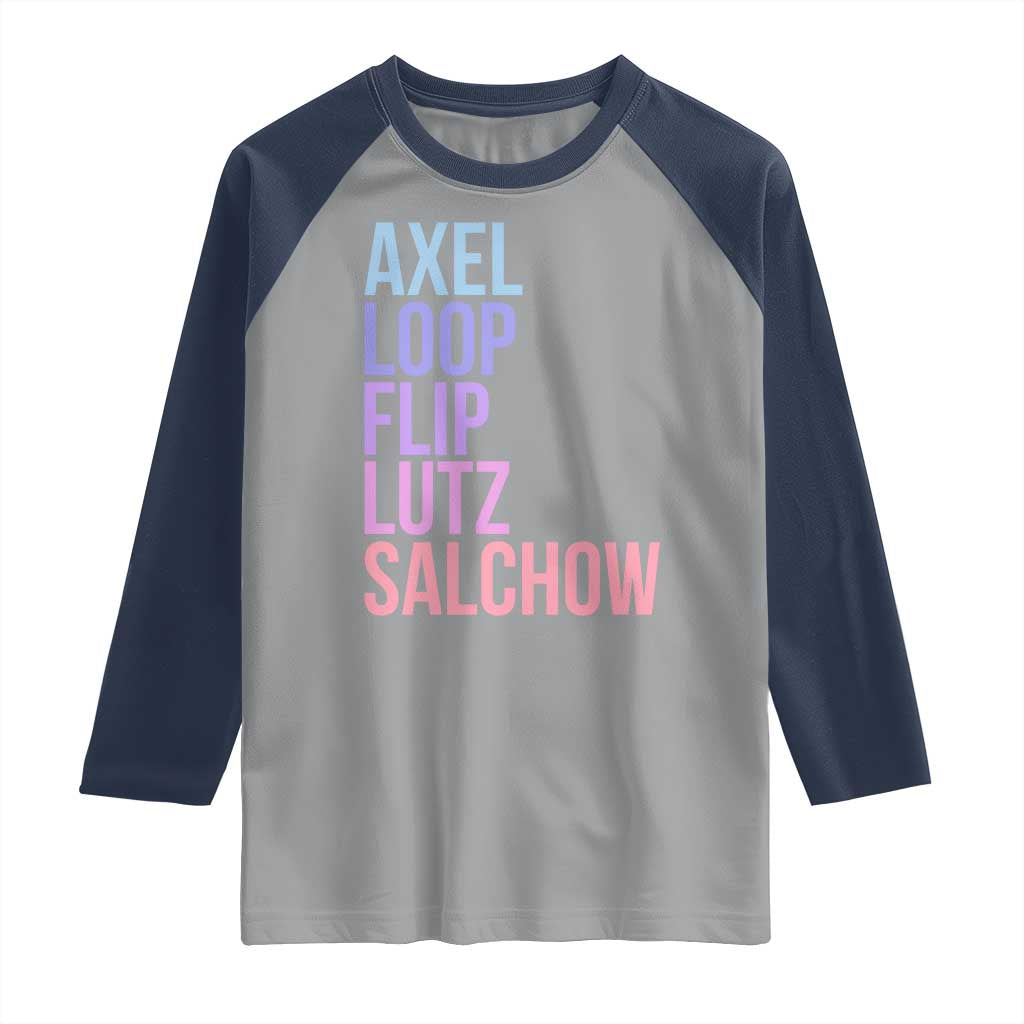 Figure Skating Lovers Raglan Shirt Funny Axel Loop Flip Lutz Salchow - Wonder Print Shop
