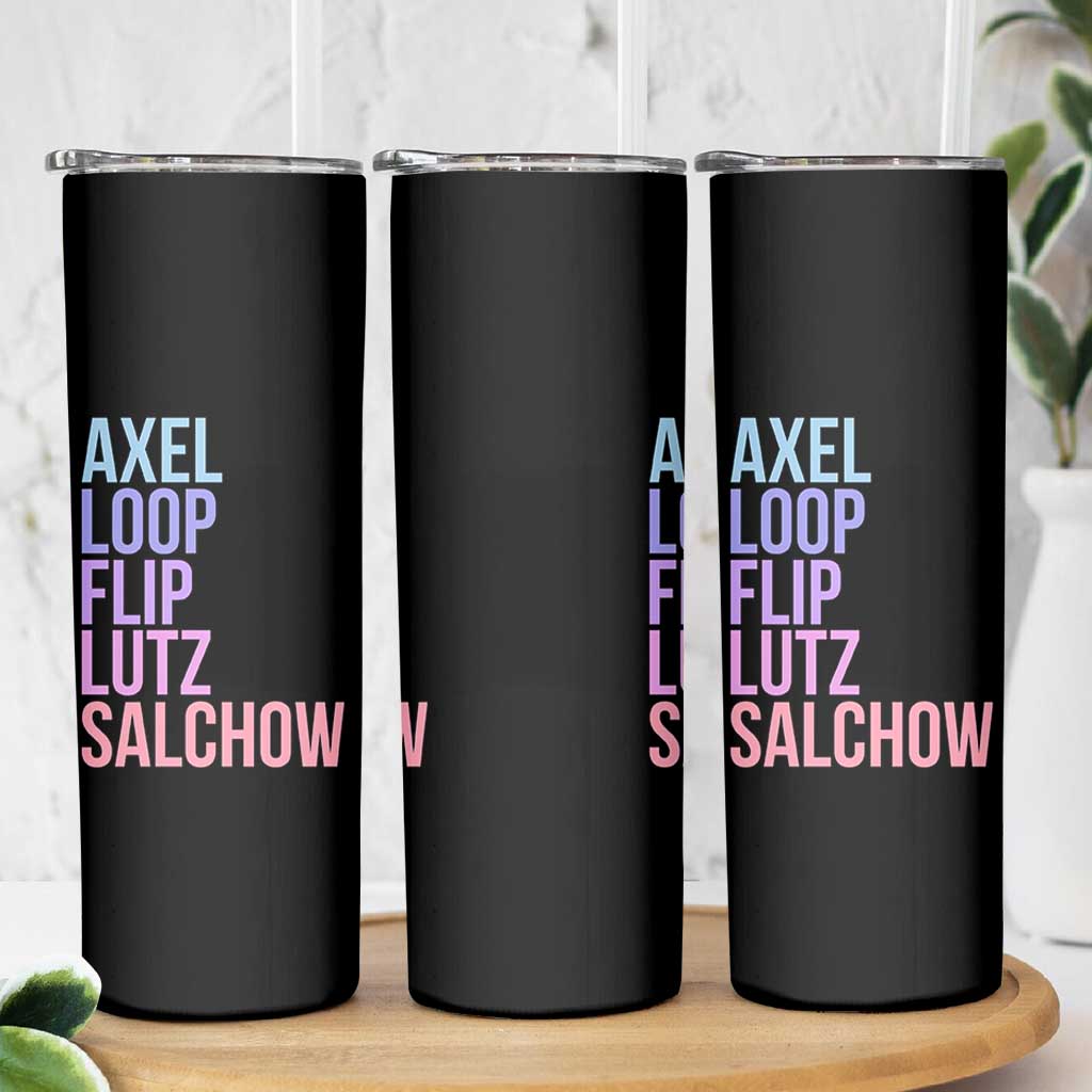 Figure Skating Lovers Skinny Tumbler Funny Axel Loop Flip Lutz Salchow - Wonder Print Shop