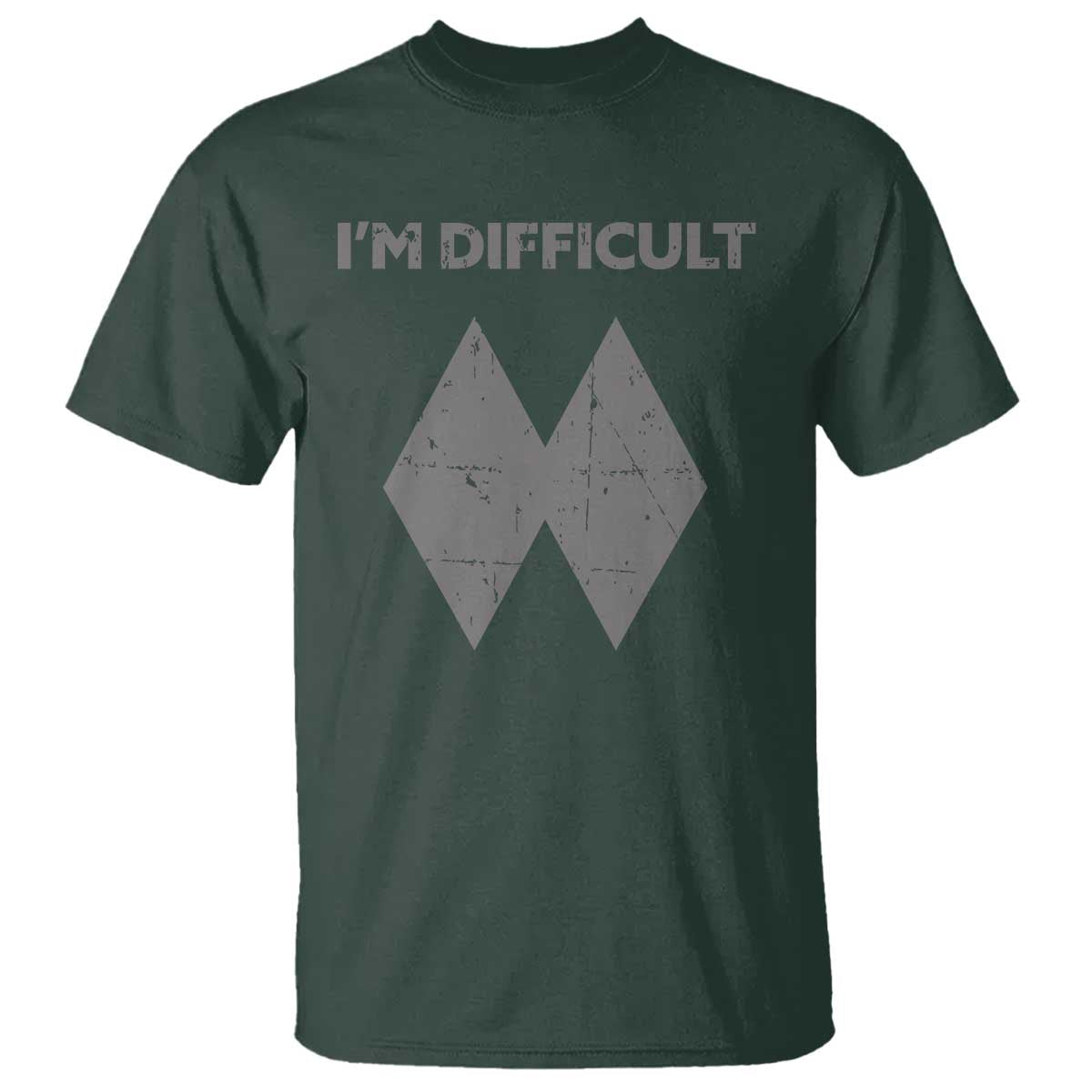 Funny Ski Snowboard T Shirt I'm Difficult Double Black Diamonds - Wonder Print Shop