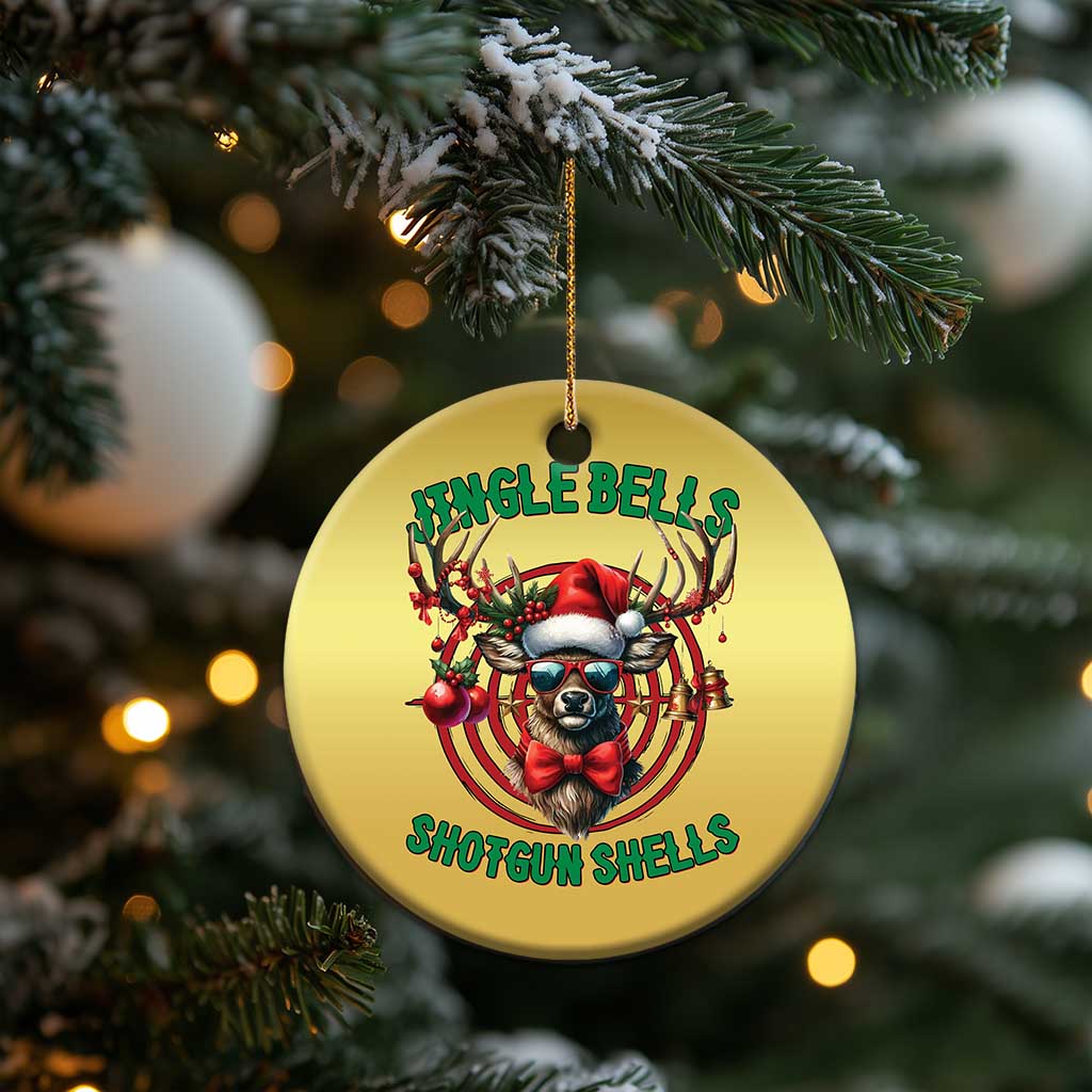 Funny Xmas Hunting Christmas Ornament Jingle Bells Shotgun Shells Santa Deer - Wonder Print Shop
