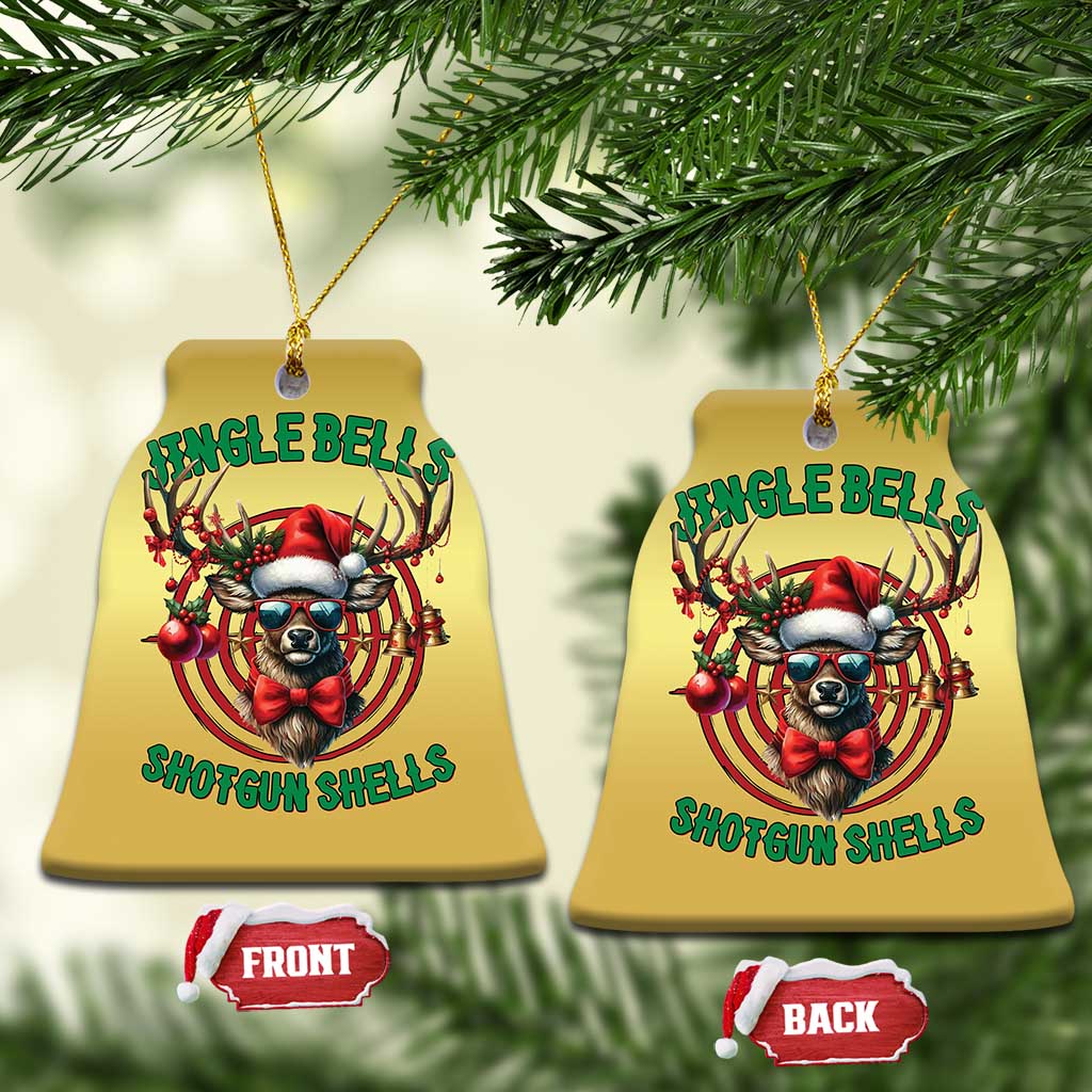 Funny Xmas Hunting Christmas Ornament Jingle Bells Shotgun Shells Santa Deer - Wonder Print Shop