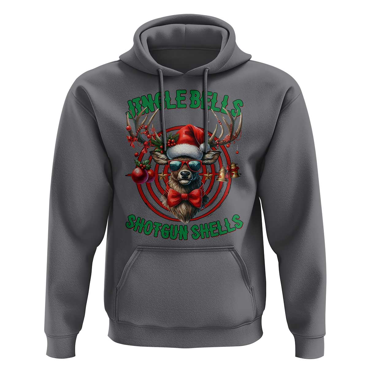 Funny Christmas Hunting Hoodie Jingle Bells Shotgun Shells Santa Deer