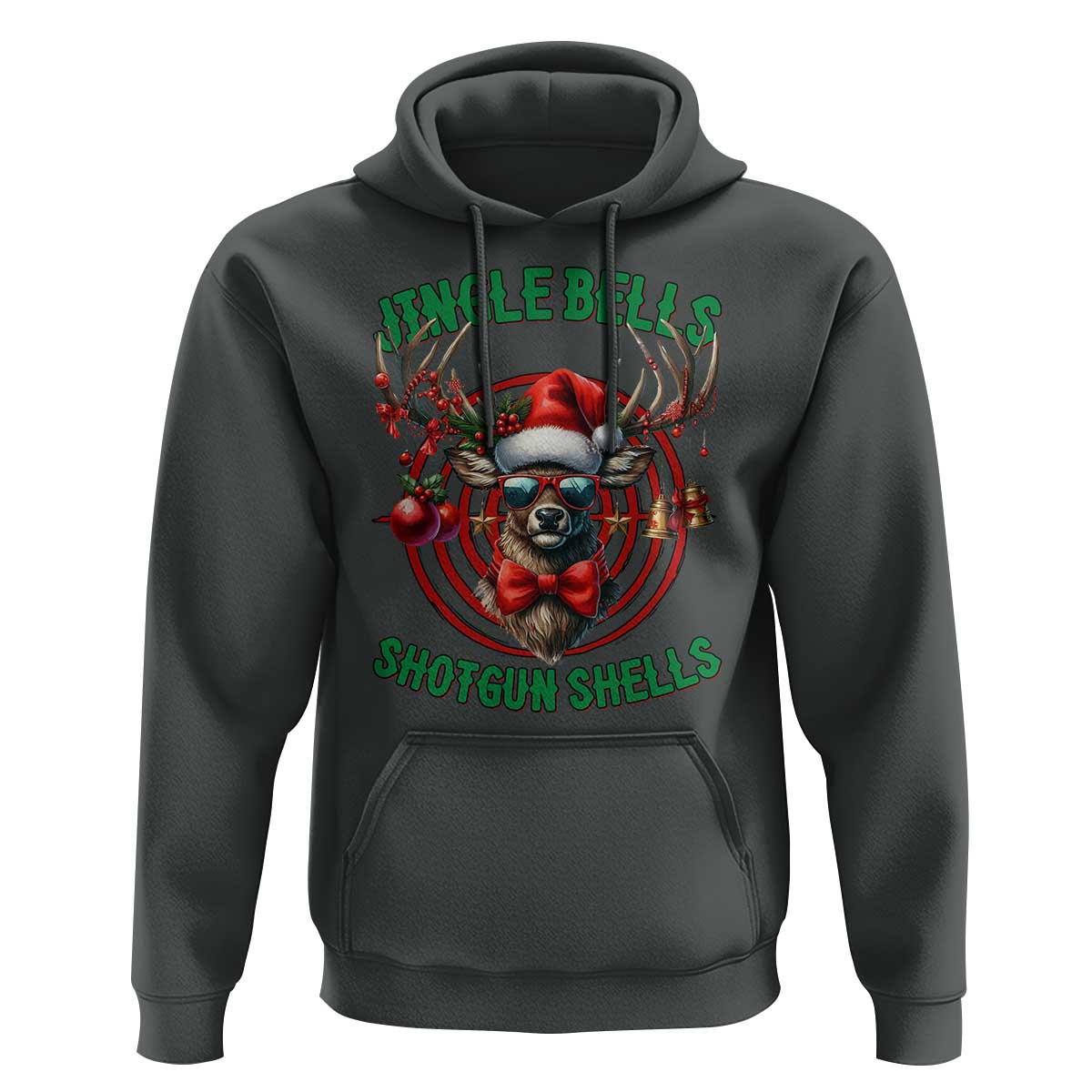 Funny Christmas Hunting Hoodie Jingle Bells Shotgun Shells Santa Deer