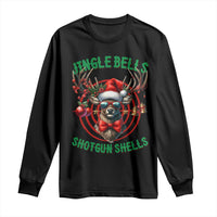 Funny Christmas Hunting Long Sleeve Shirt Jingle Bells Shotgun Shells Santa Deer