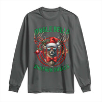 Funny Christmas Hunting Long Sleeve Shirt Jingle Bells Shotgun Shells Santa Deer