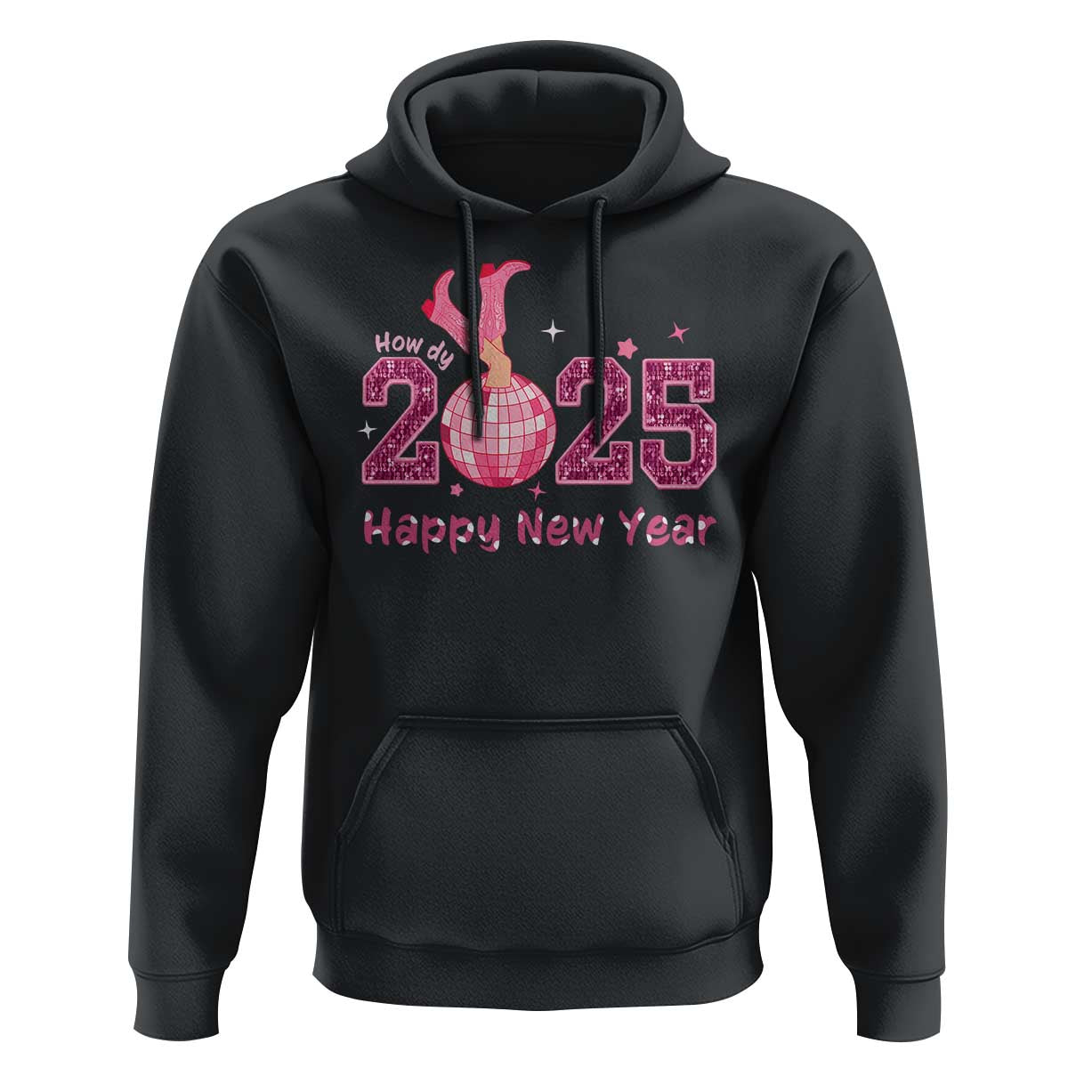 Funny Howdy 2025 Happy New Year Hoodie Cowgirl New Year's Eve Party Disco Ball