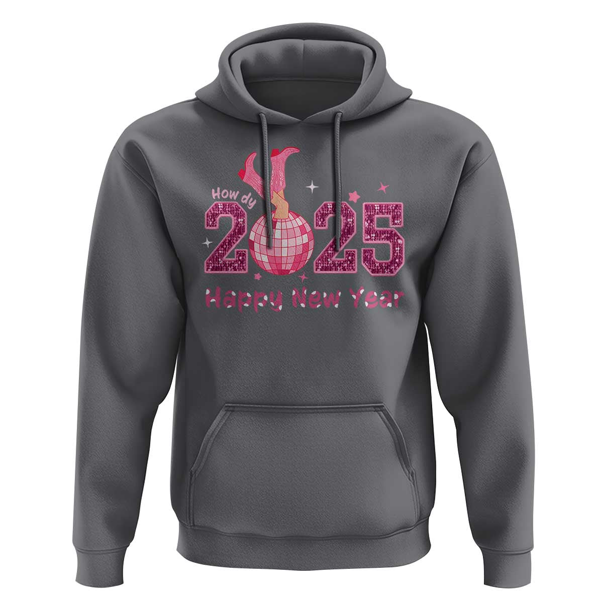 Funny Howdy 2025 Happy New Year Hoodie Cowgirl New Year's Eve Party Disco Ball