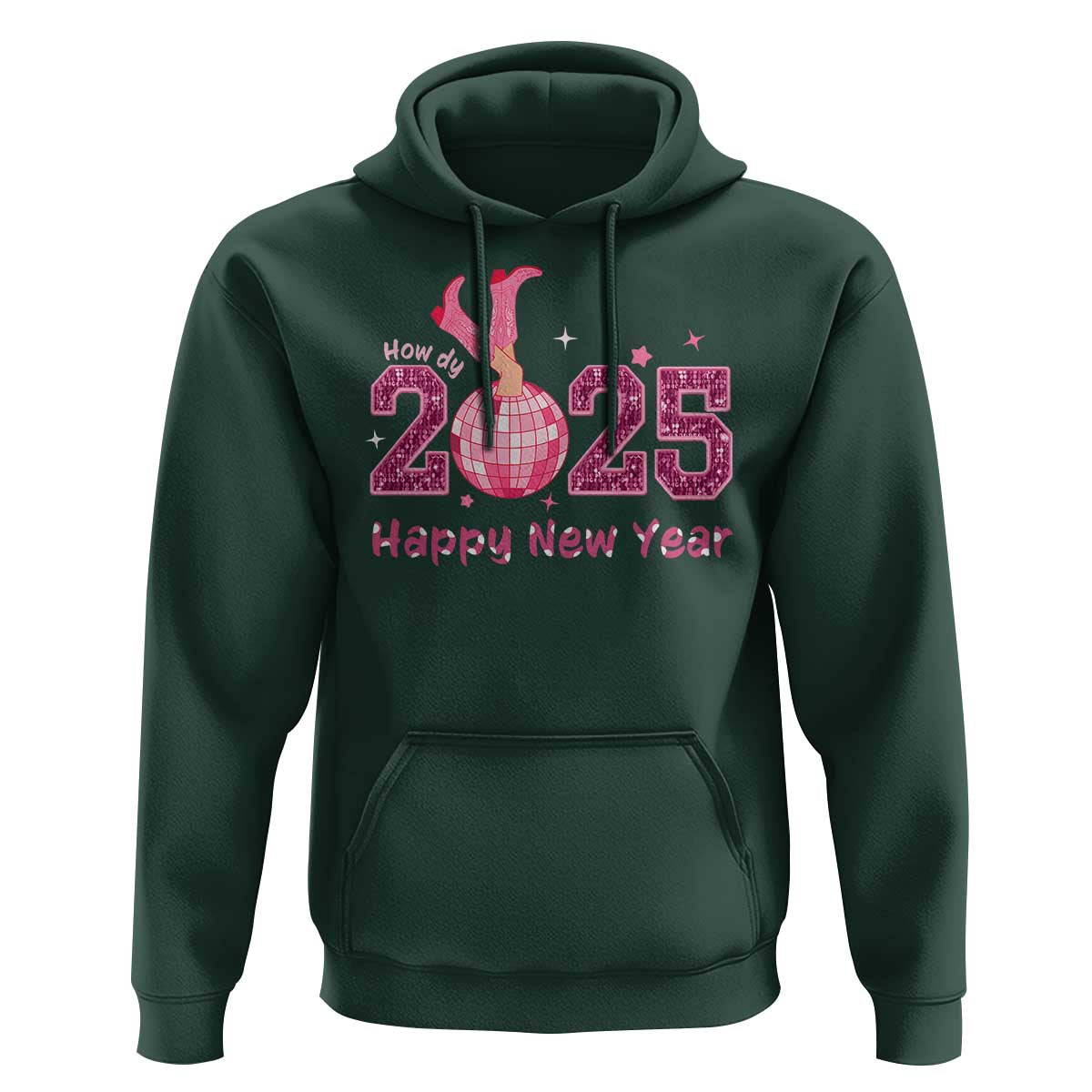 Funny Howdy 2025 Happy New Year Hoodie Cowgirl New Year's Eve Party Disco Ball
