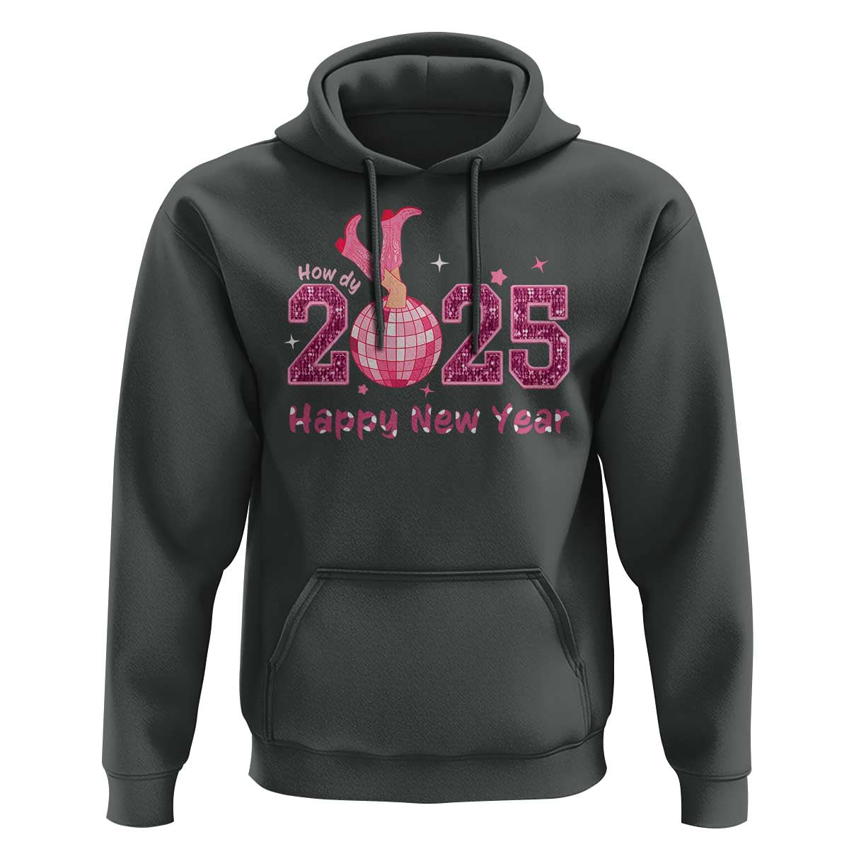 Funny Howdy 2025 Happy New Year Hoodie Cowgirl New Year's Eve Party Disco Ball