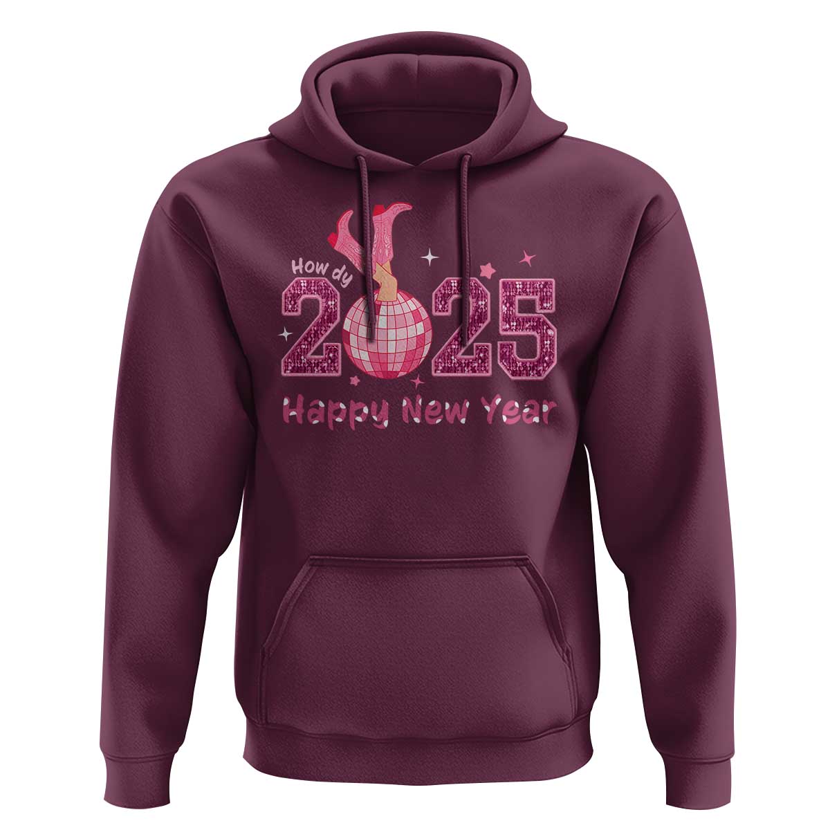 Funny Howdy 2025 Happy New Year Hoodie Cowgirl New Year's Eve Party Disco Ball