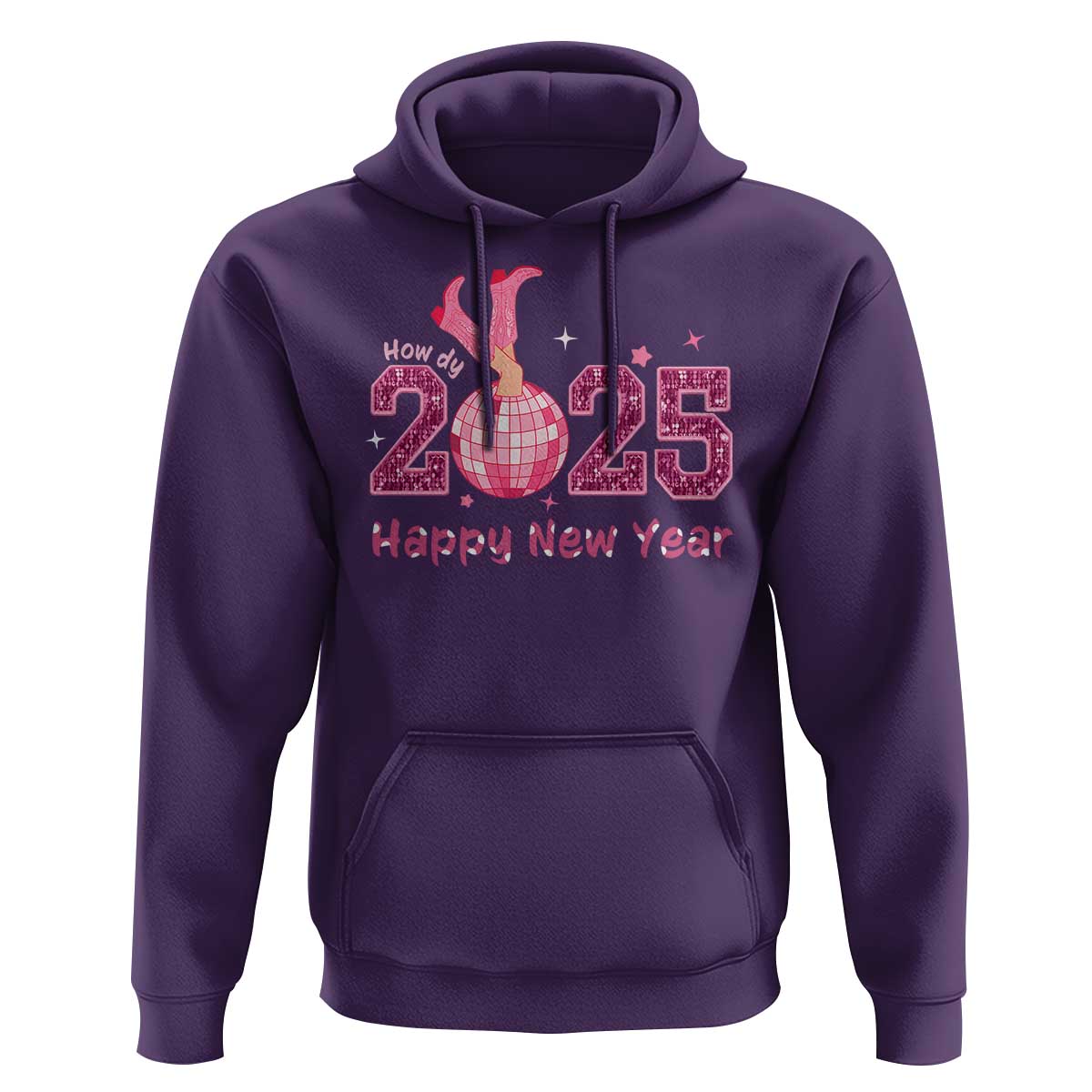Funny Howdy 2025 Happy New Year Hoodie Cowgirl New Year's Eve Party Disco Ball