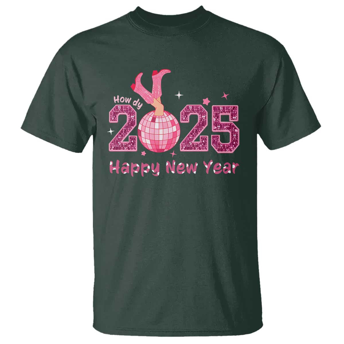 Funny Howdy 2025 Happy New Year T Shirt Cowgirl New Year's Eve Party Disco Ball - Wonder Print Shop