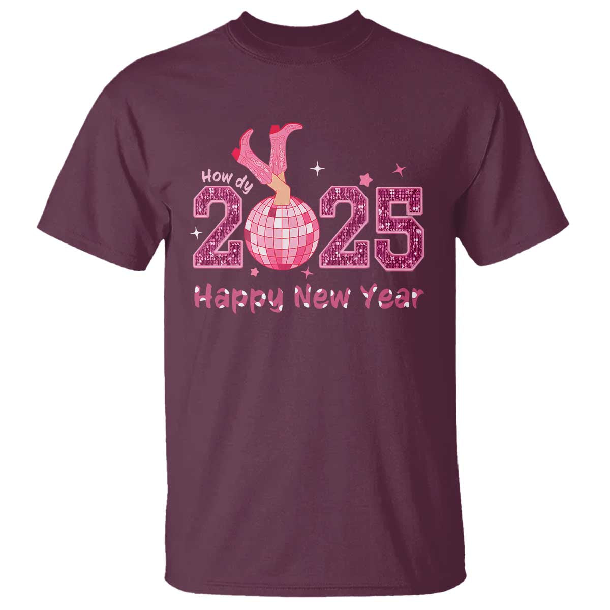 Funny Howdy 2025 Happy New Year T Shirt Cowgirl New Year's Eve Party Disco Ball - Wonder Print Shop