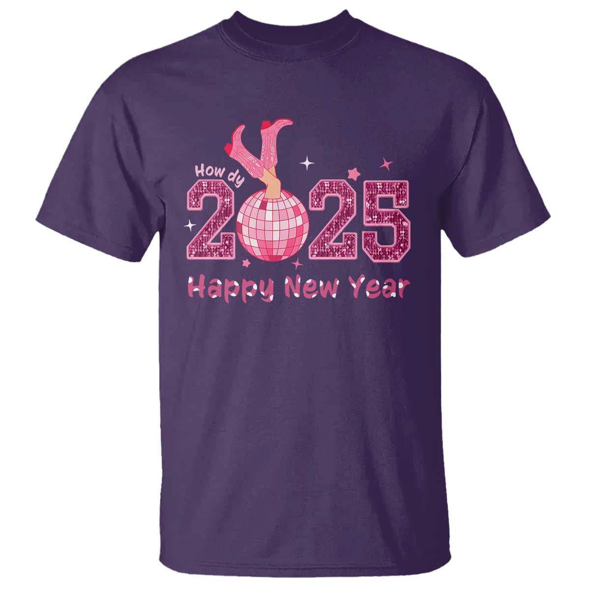 Funny Howdy 2025 Happy New Year T Shirt Cowgirl New Year's Eve Party Disco Ball - Wonder Print Shop