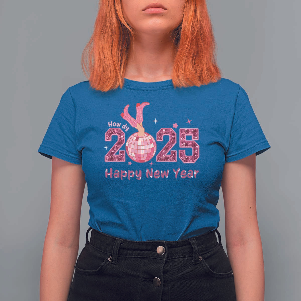Funny Howdy 2025 Happy New Year T Shirt For Women Cowgirl New Year's Eve Party Disco Ball - Wonder Print Shop
