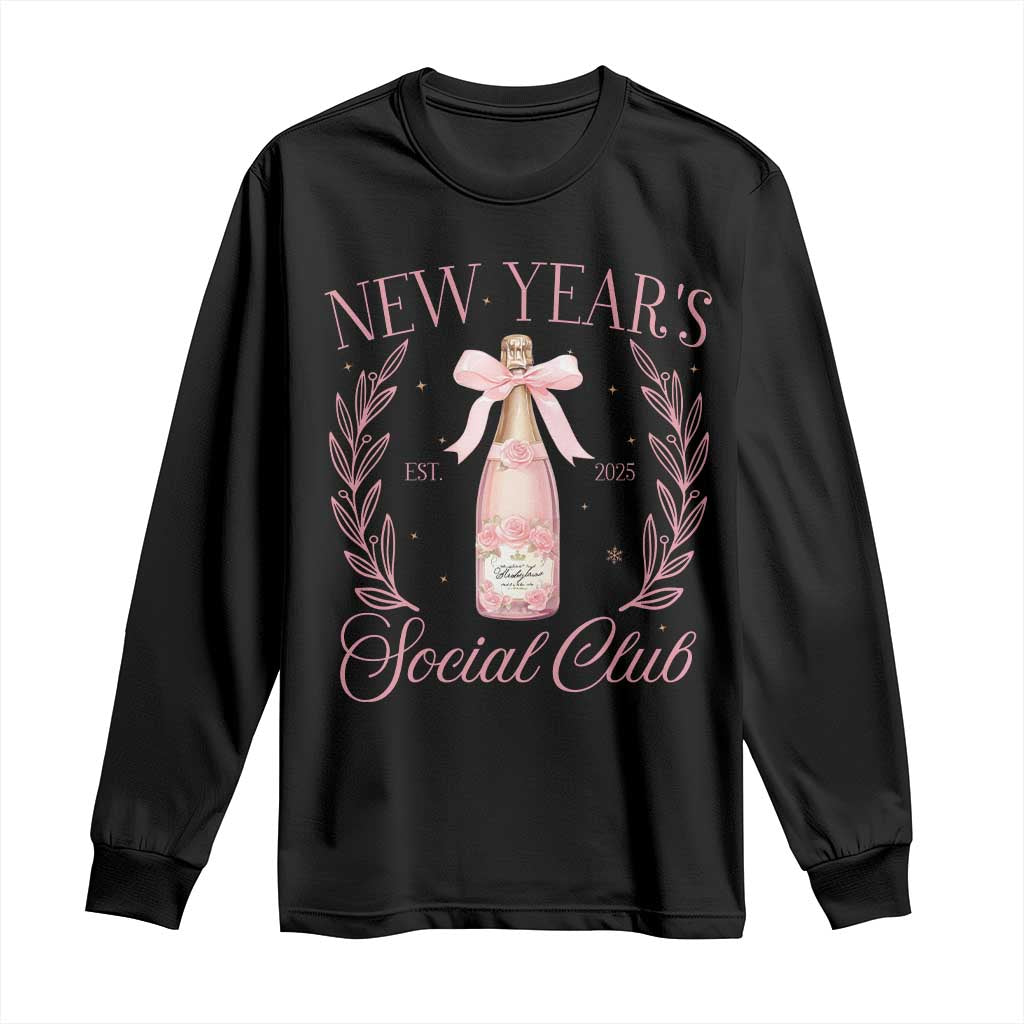 New Year's Social Club 2025 Long Sleeve Shirt Coquette Champagne Bottles