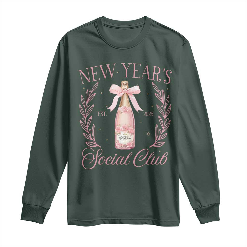 New Year's Social Club 2025 Long Sleeve Shirt Coquette Champagne Bottles