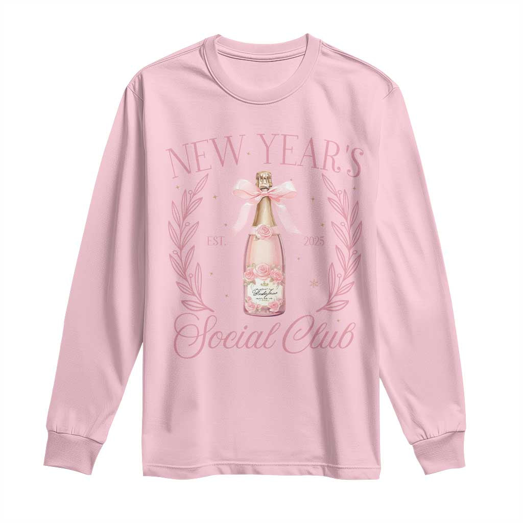 New Year's Social Club 2025 Long Sleeve Shirt Coquette Champagne Bottles