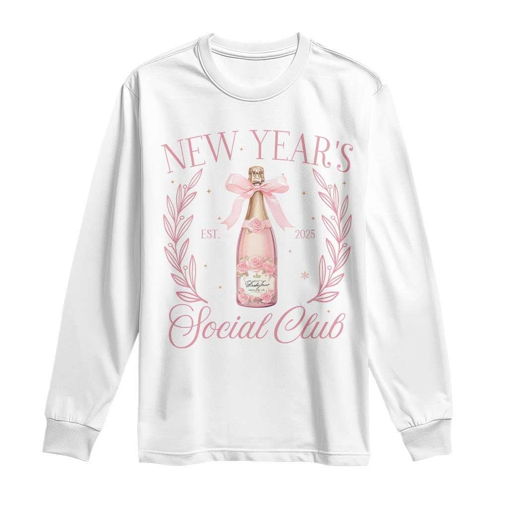 New Year's Social Club 2025 Long Sleeve Shirt Coquette Champagne Bottles