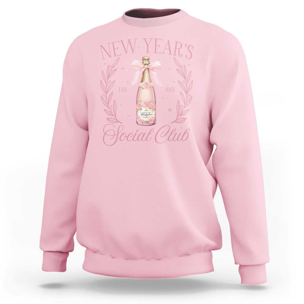 New Year's Social Club 2025 Sweatshirt Coquette Champagne Bottles - Wonder Print Shop