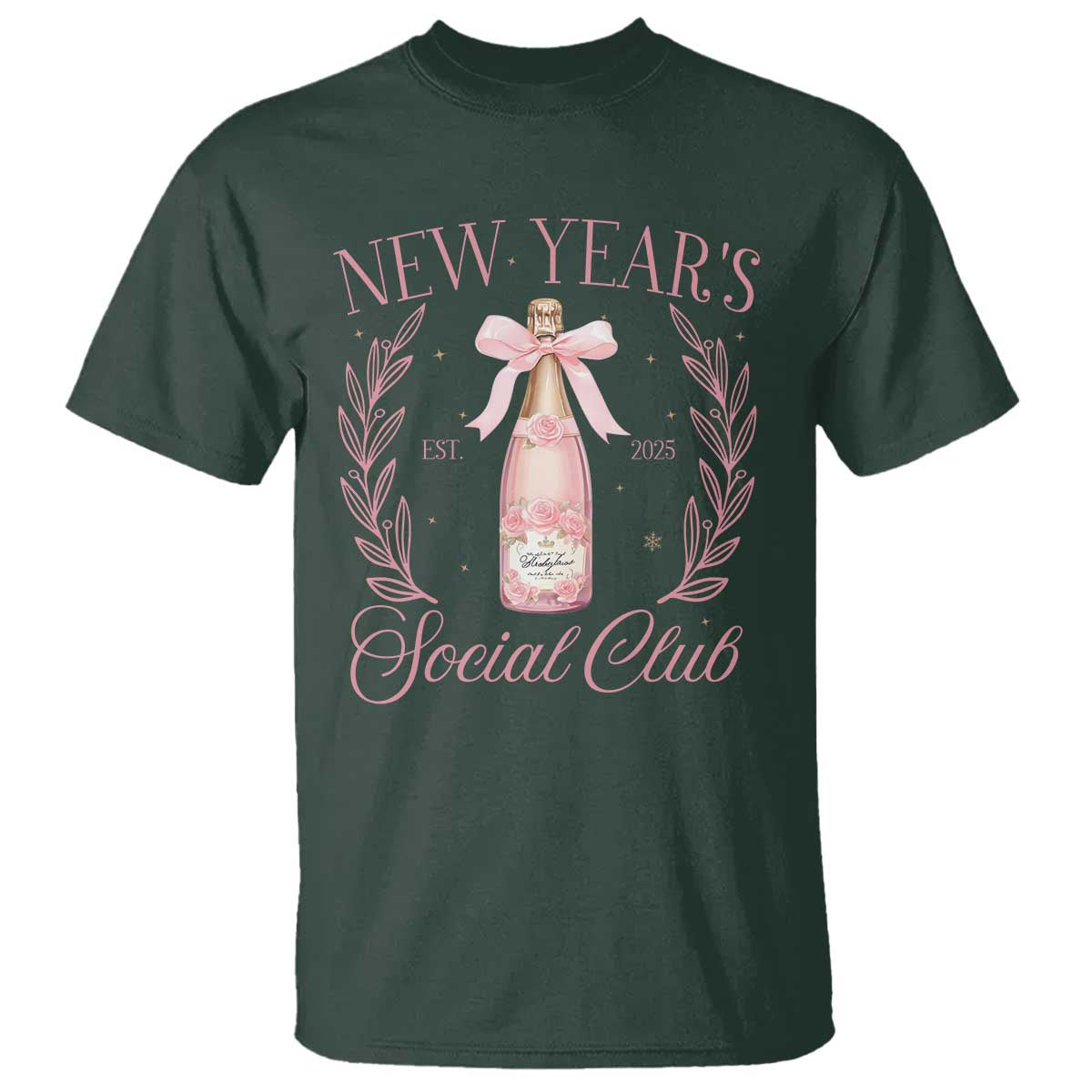 New Year's Social Club 2025 T Shirt Coquette Champagne Bottles - Wonder Print Shop