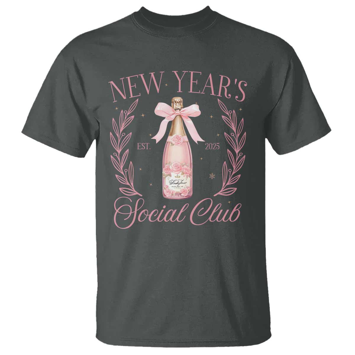 New Year's Social Club 2025 T Shirt Coquette Champagne Bottles - Wonder Print Shop