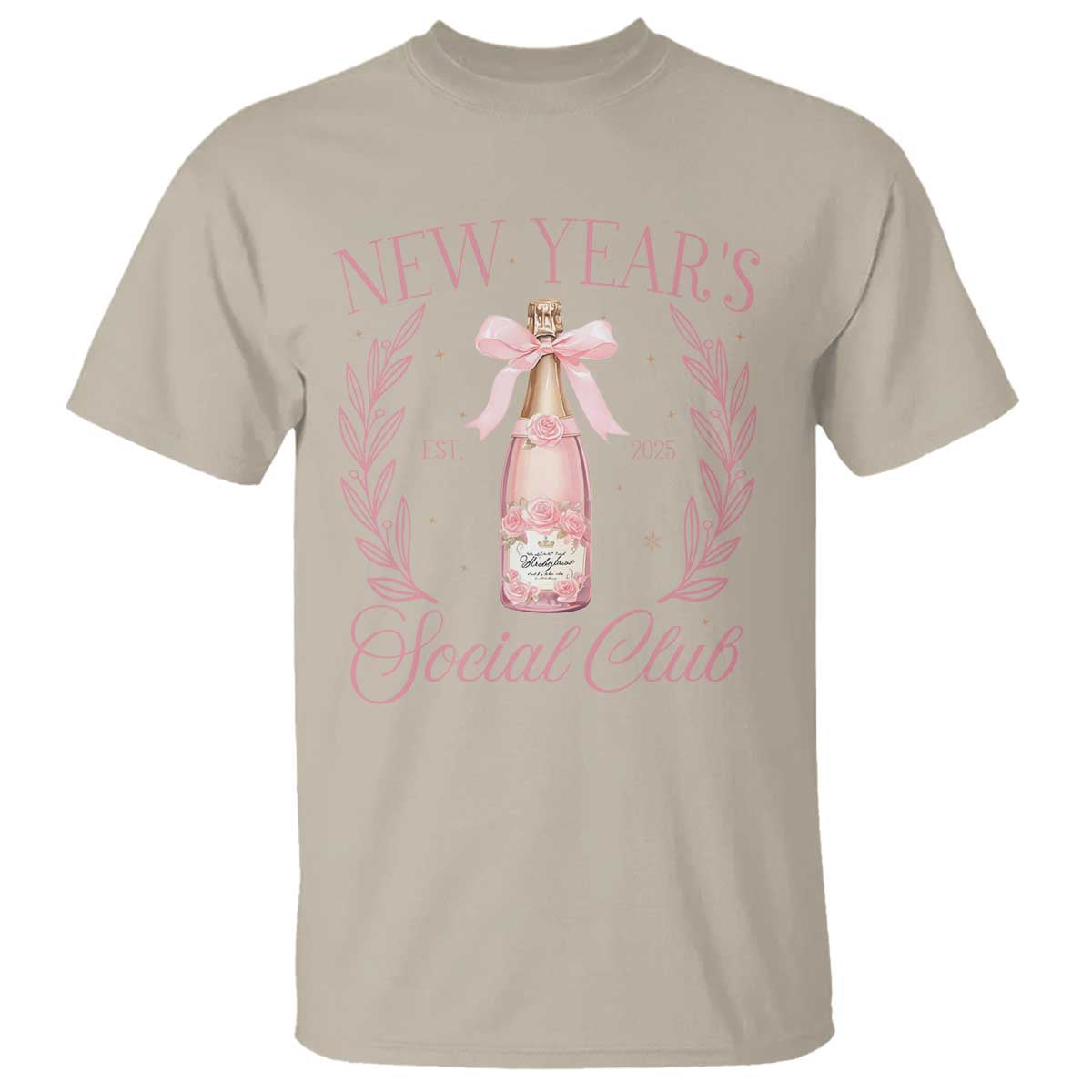 New Year's Social Club 2025 T Shirt Coquette Champagne Bottles - Wonder Print Shop