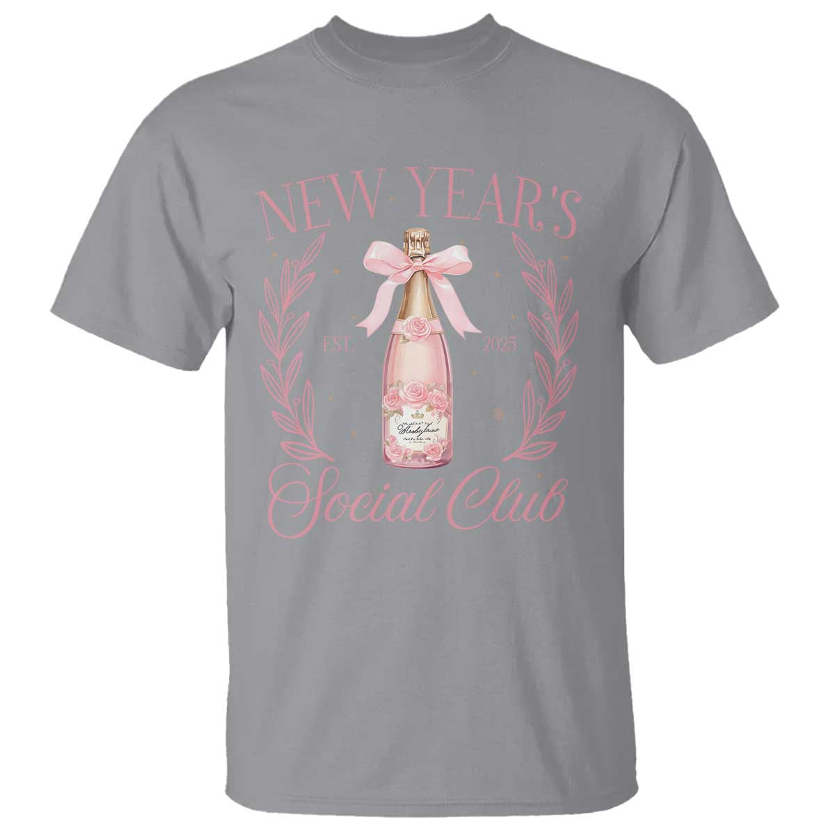 New Year's Social Club 2025 T Shirt Coquette Champagne Bottles - Wonder Print Shop
