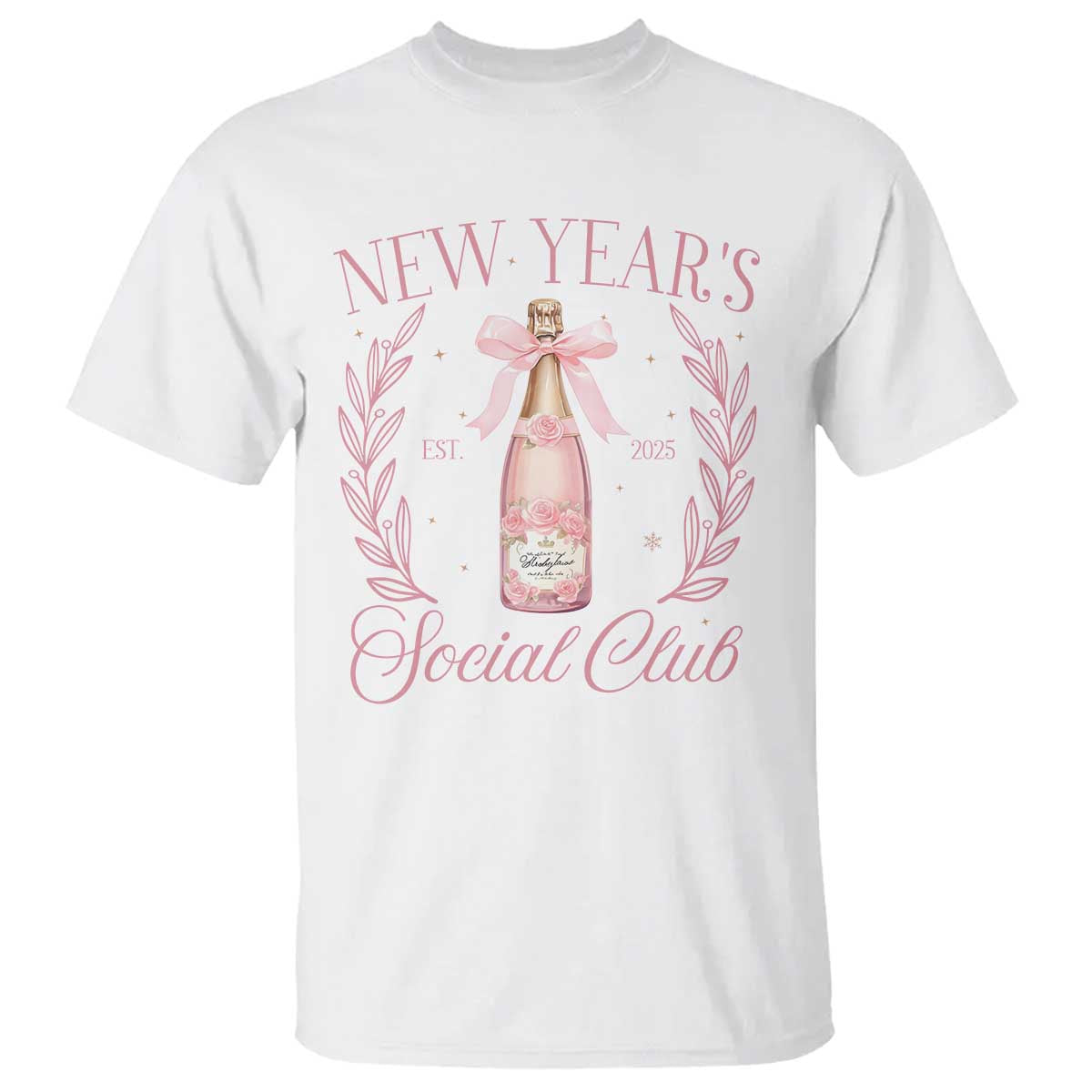 New Year's Social Club 2025 T Shirt Coquette Champagne Bottles - Wonder Print Shop