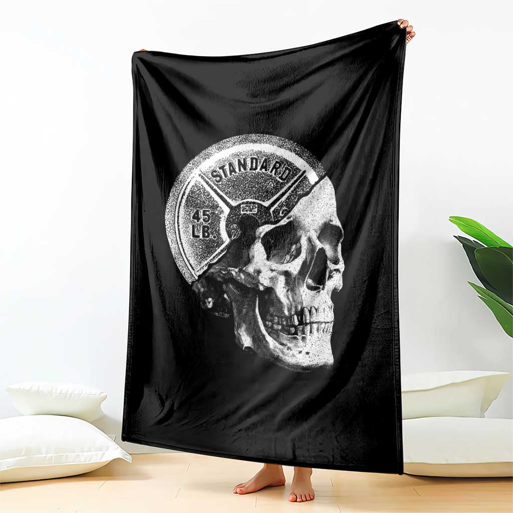 Skull 45 lbs Plate Weight Lifting Gym Workout Throw Blanket - Wonder Print Shop