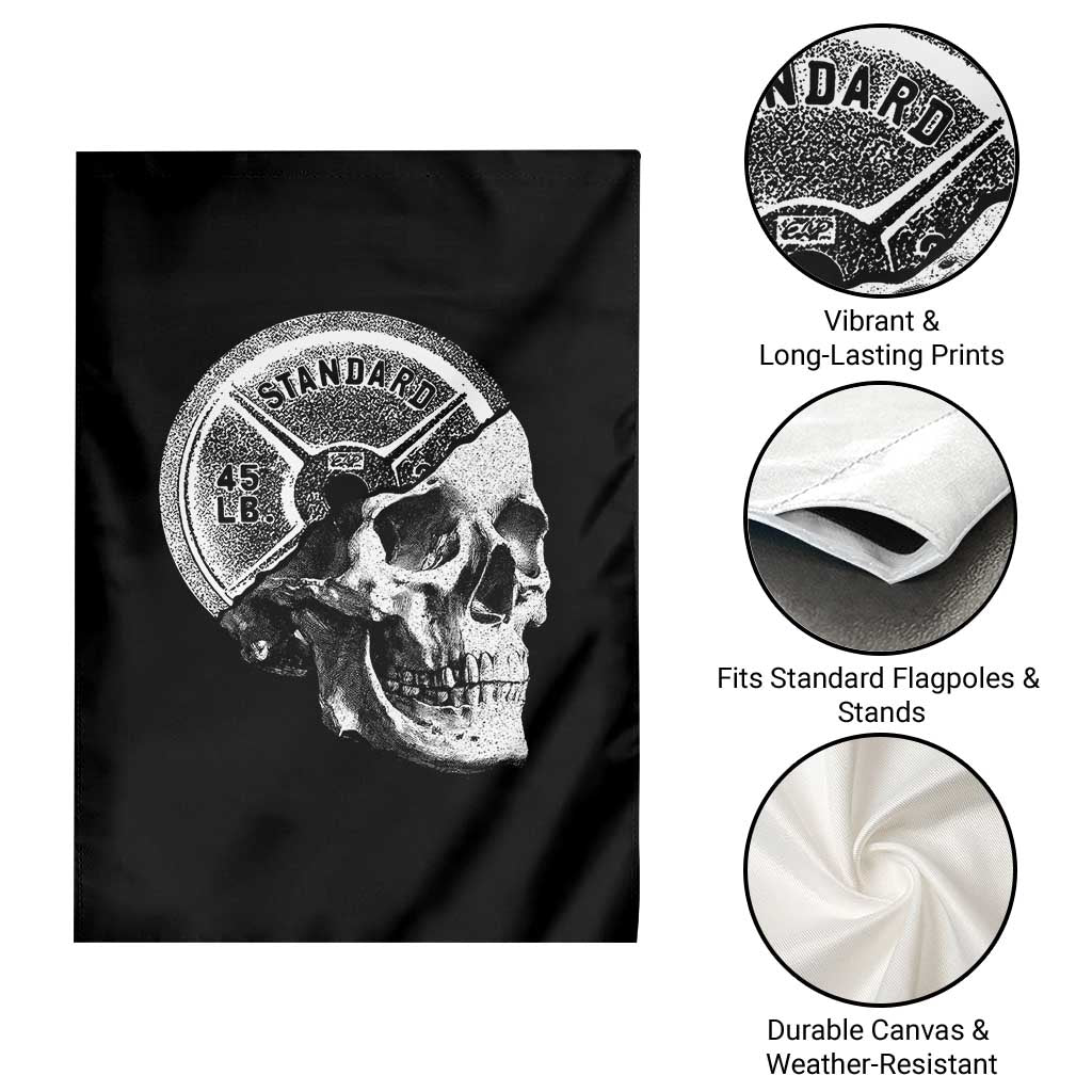 Skull 45 lbs Plate Weight Lifting Gym Workout Garden Flag - Wonder Print Shop