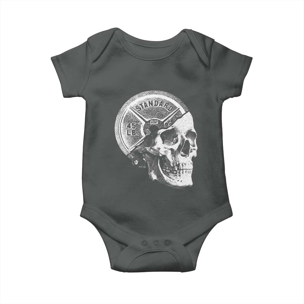 Skull 45 lbs Plate Weight Lifting Gym Workout Baby Onesie - Wonder Print Shop