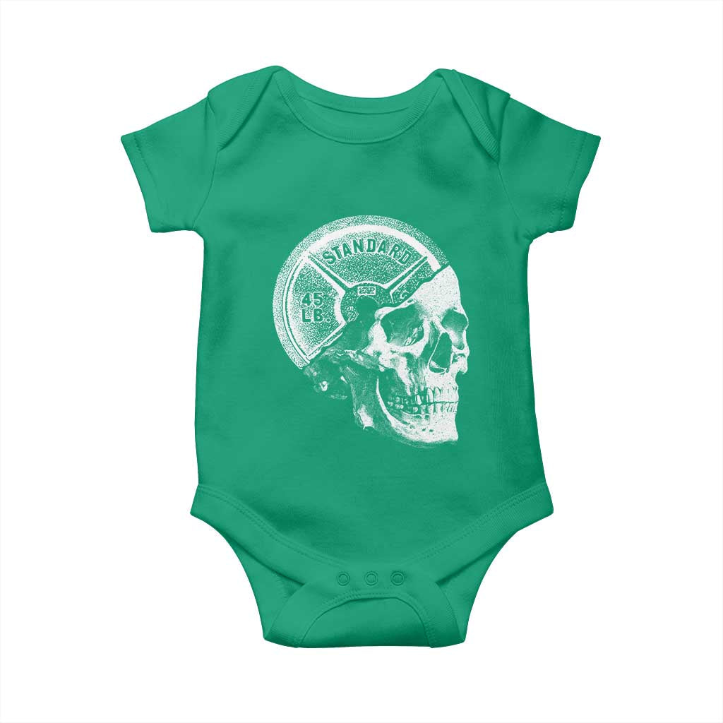 Skull 45 lbs Plate Weight Lifting Gym Workout Baby Onesie - Wonder Print Shop
