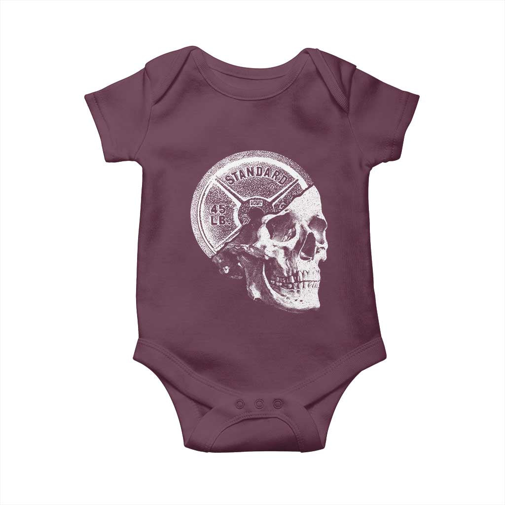 Skull 45 lbs Plate Weight Lifting Gym Workout Baby Onesie - Wonder Print Shop