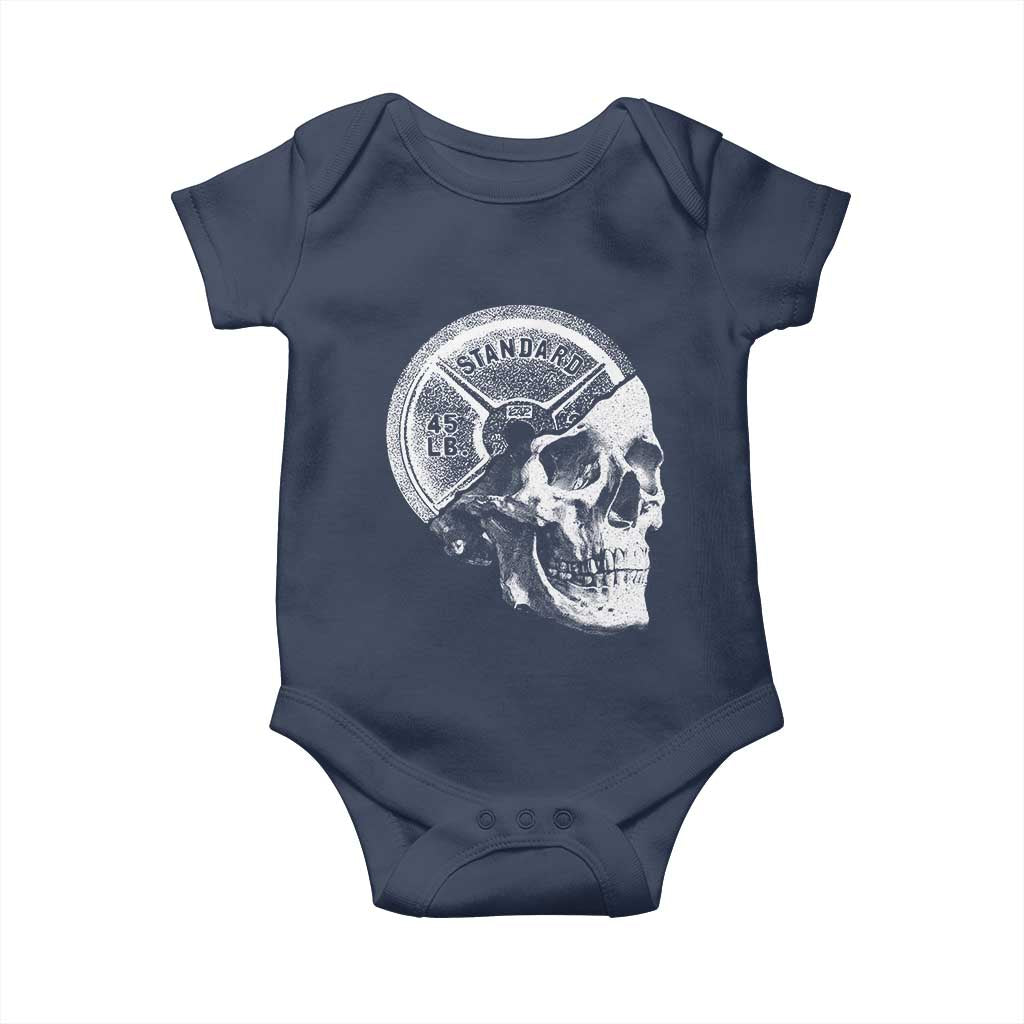 Skull 45 lbs Plate Weight Lifting Gym Workout Baby Onesie - Wonder Print Shop