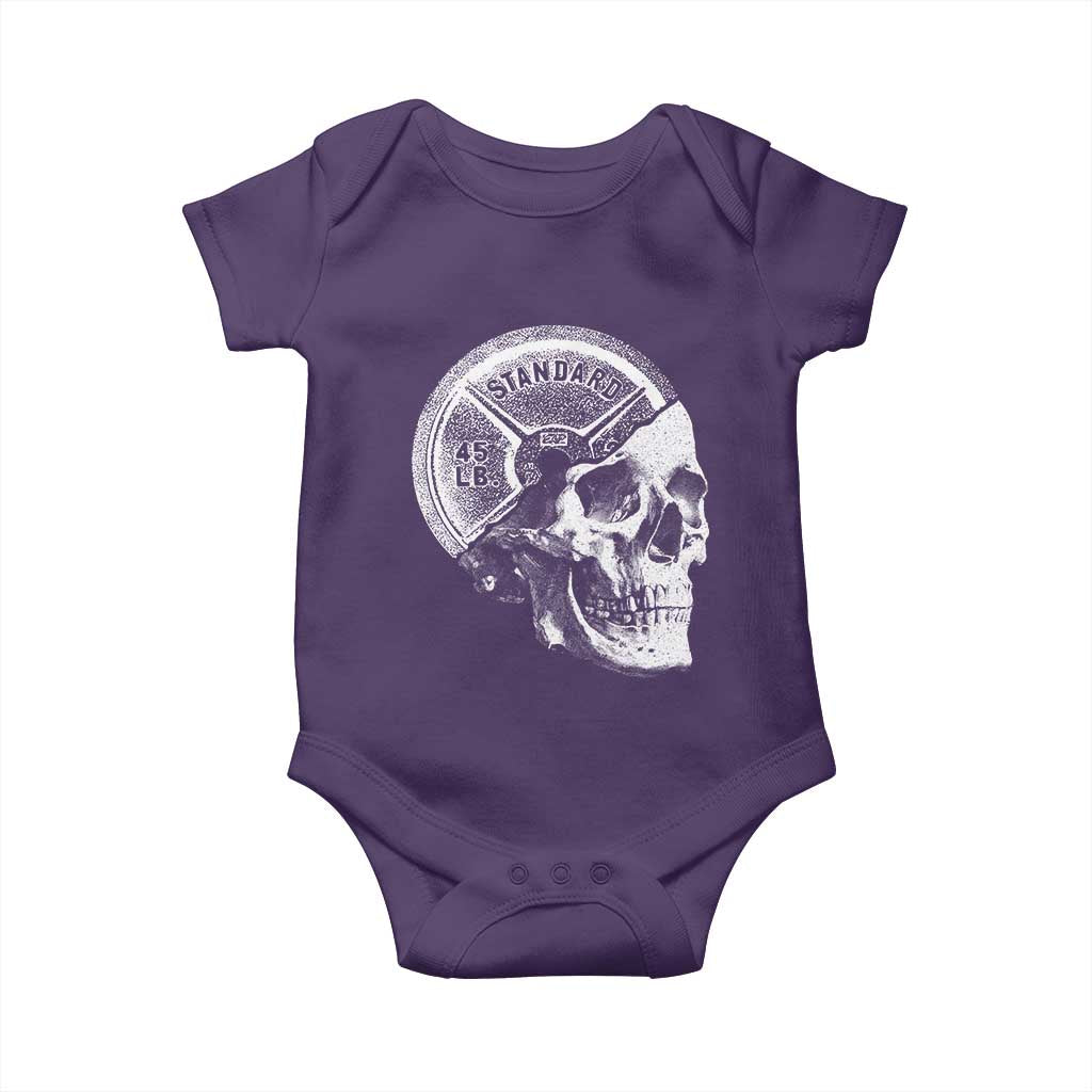 Skull 45 lbs Plate Weight Lifting Gym Workout Baby Onesie - Wonder Print Shop