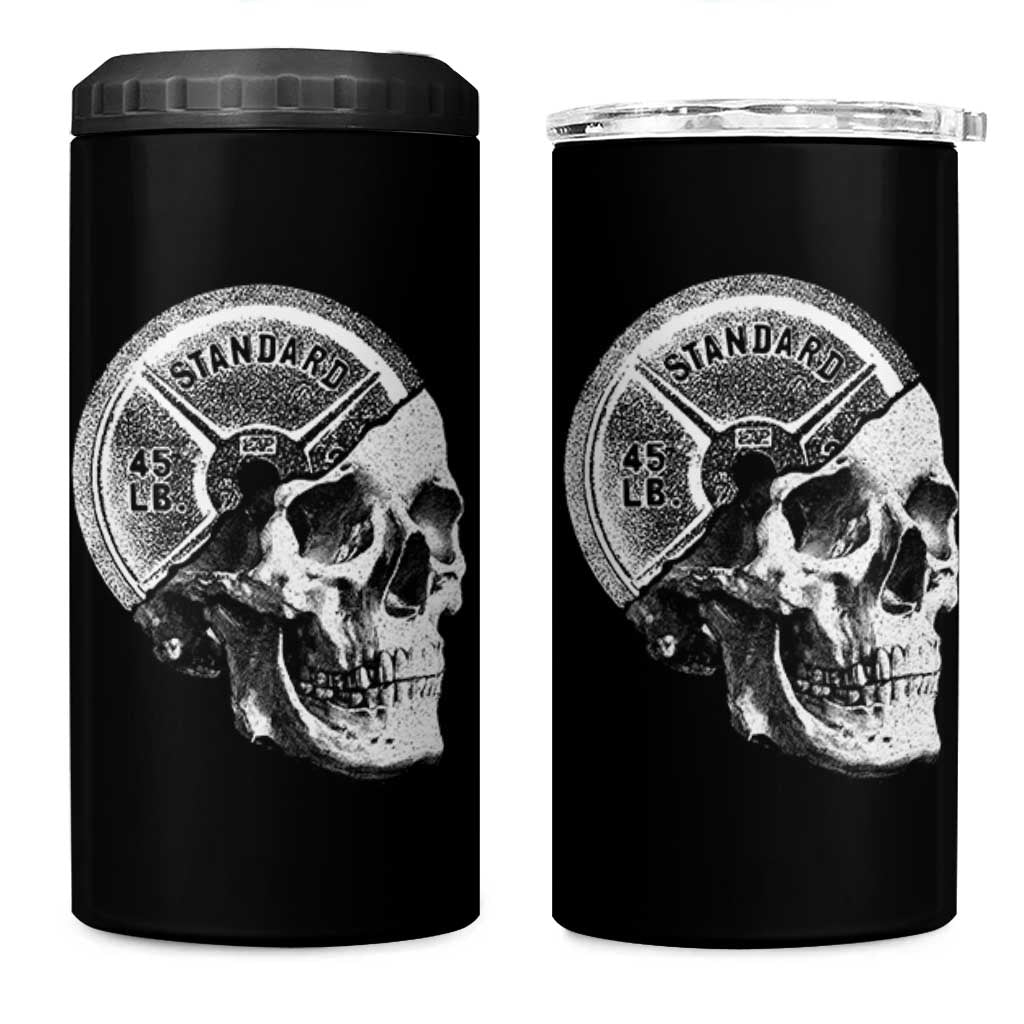Skull 45 lbs Plate Weight Lifting Gym Workout 4 in 1 Can Cooler Tumbler - Wonder Print Shop