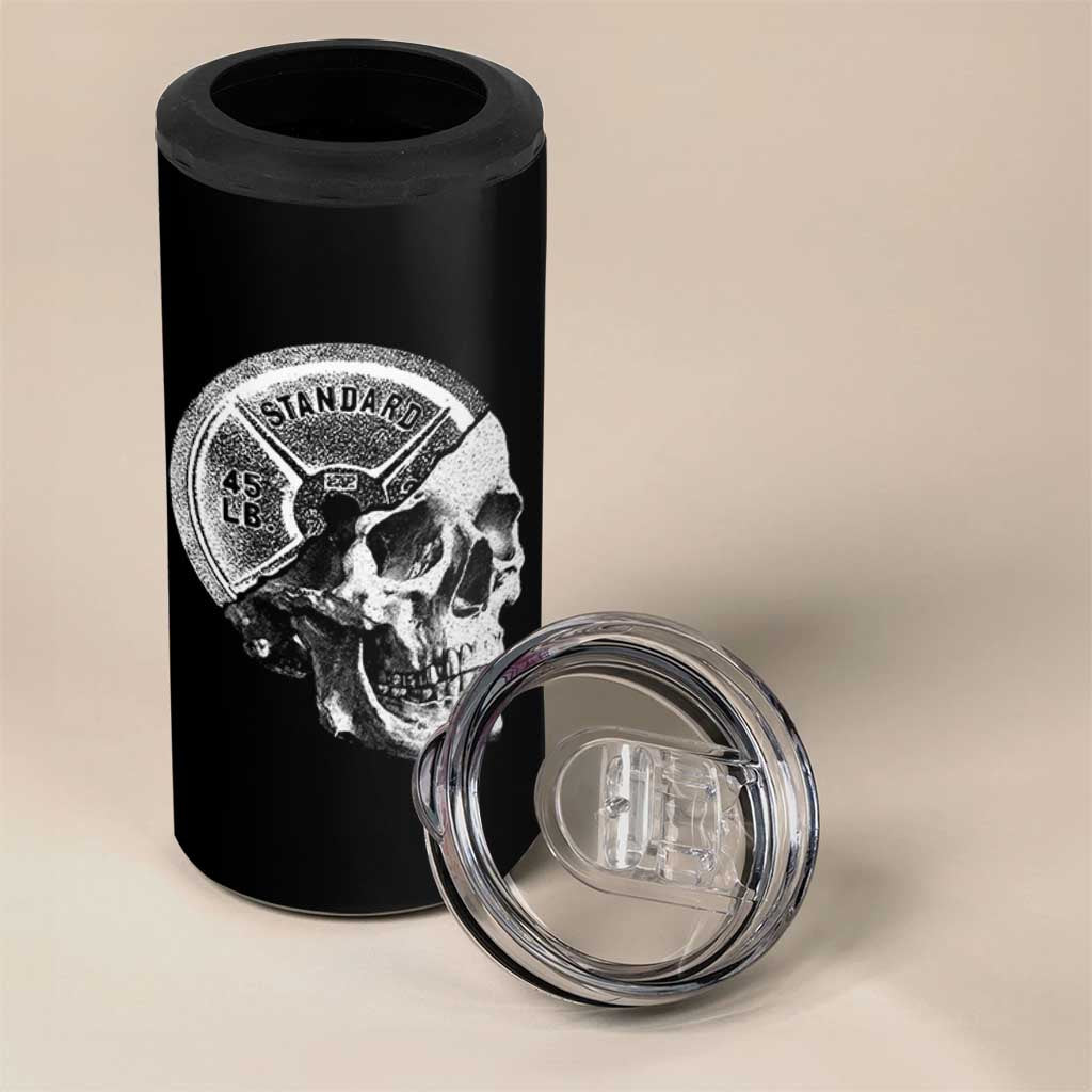 Skull 45 lbs Plate Weight Lifting Gym Workout 4 in 1 Can Cooler Tumbler - Wonder Print Shop