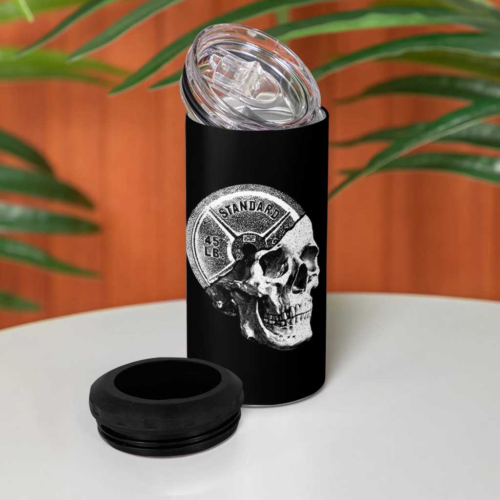 Skull 45 lbs Plate Weight Lifting Gym Workout 4 in 1 Can Cooler Tumbler - Wonder Print Shop