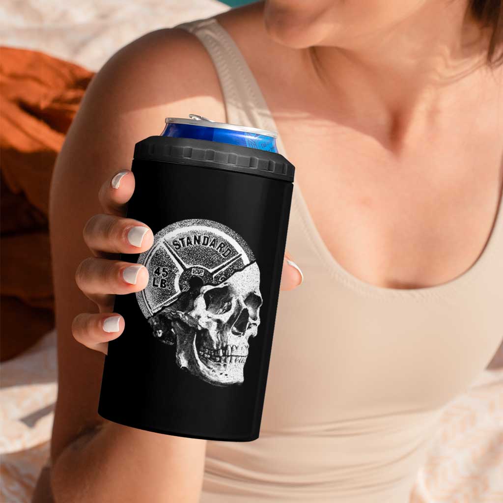 Skull 45 lbs Plate Weight Lifting Gym Workout 4 in 1 Can Cooler Tumbler - Wonder Print Shop