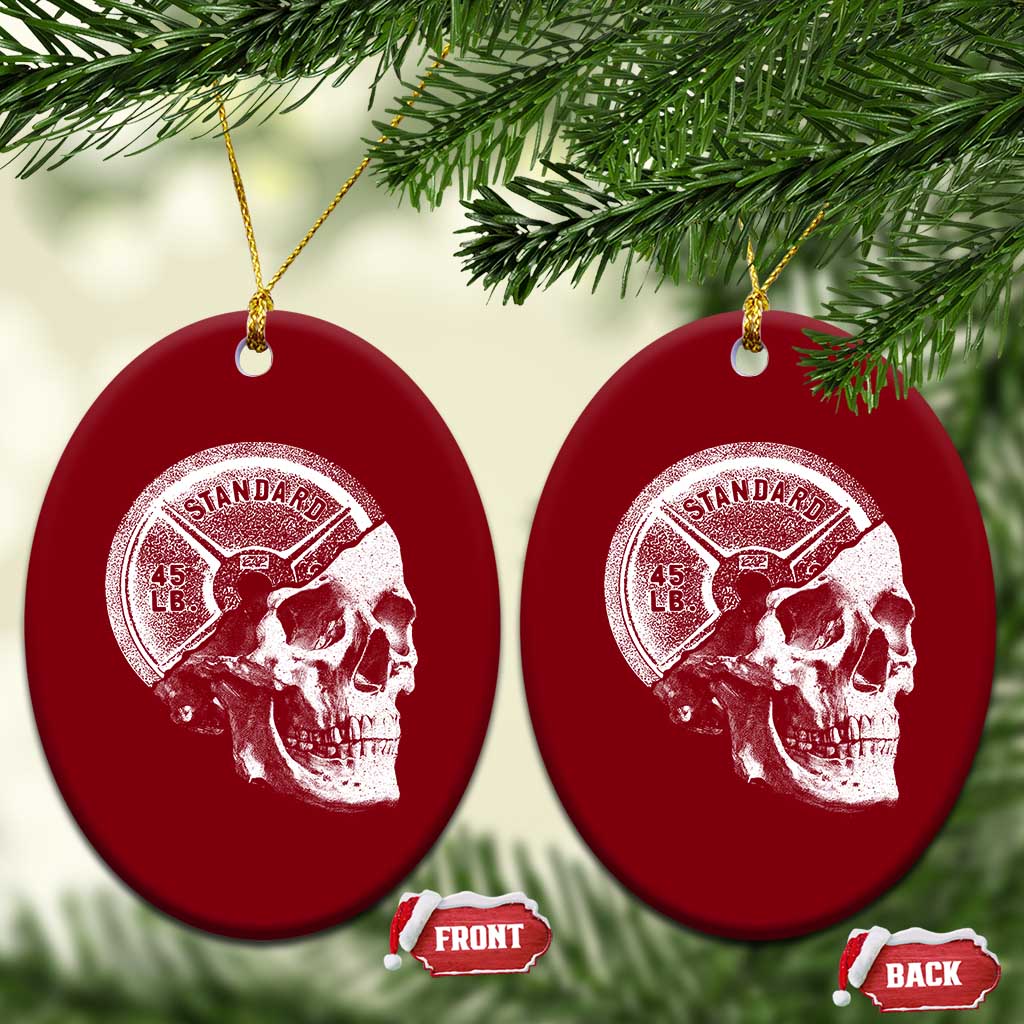 Skull 45 lbs Plate Weight Lifting Gym Workout Ceramic Ornament - Wonder Print Shop