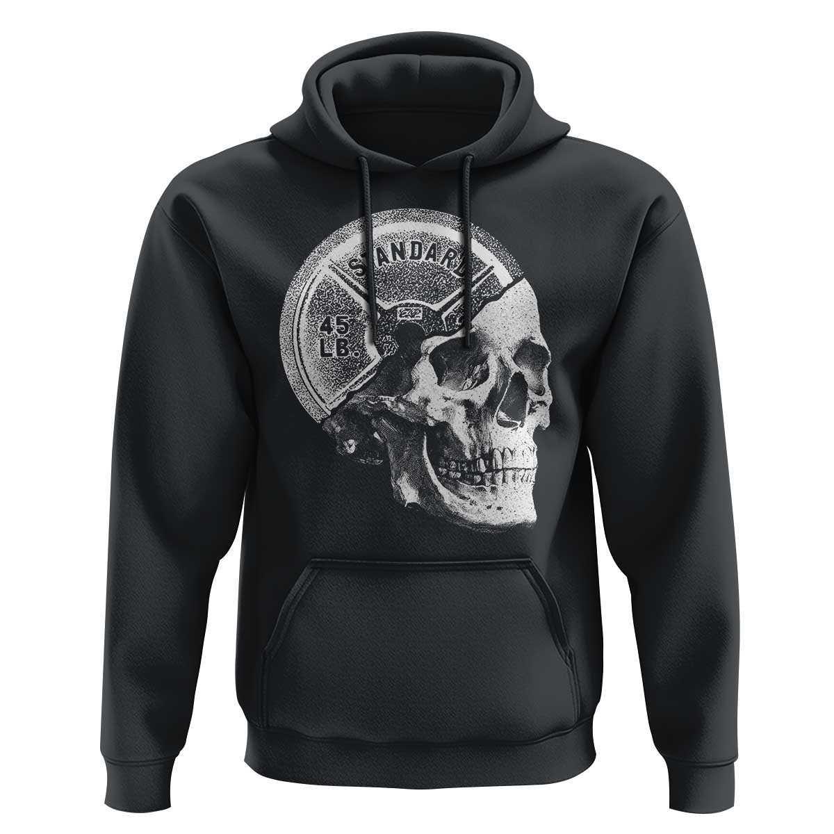 Skull 45 lbs Plate Weight Lifting Gym Workout Hoodie - Wonder Print Shop