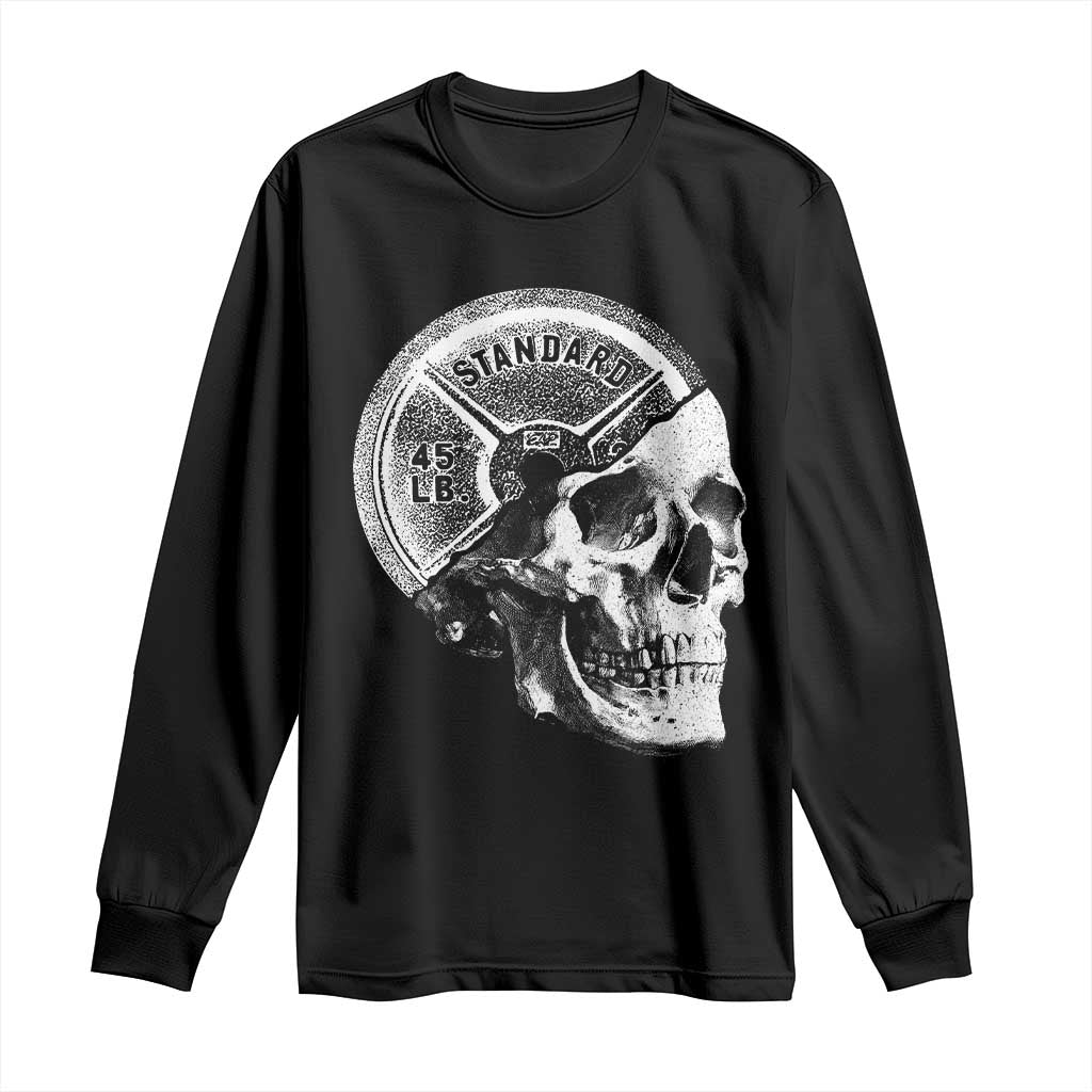Skull 45 lbs Plate Weight Lifting Gym Workout Long Sleeve Shirt - Wonder Print Shop